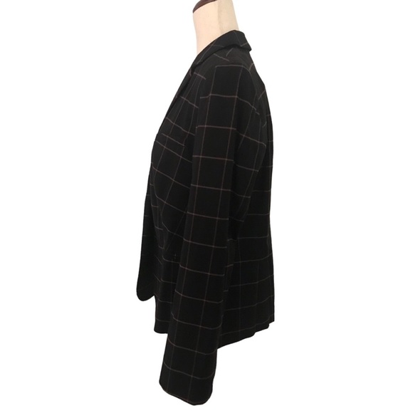 Windowpane Plaid Check Jacket by Liz Claiborne Size Large Black Camel - Picture 3 of 9